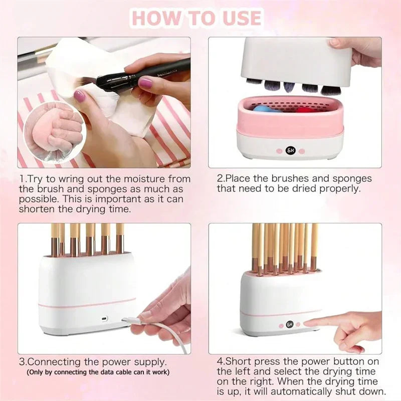 2pcs Electric Makeup Brush Cleaner and Dryer Machine Set