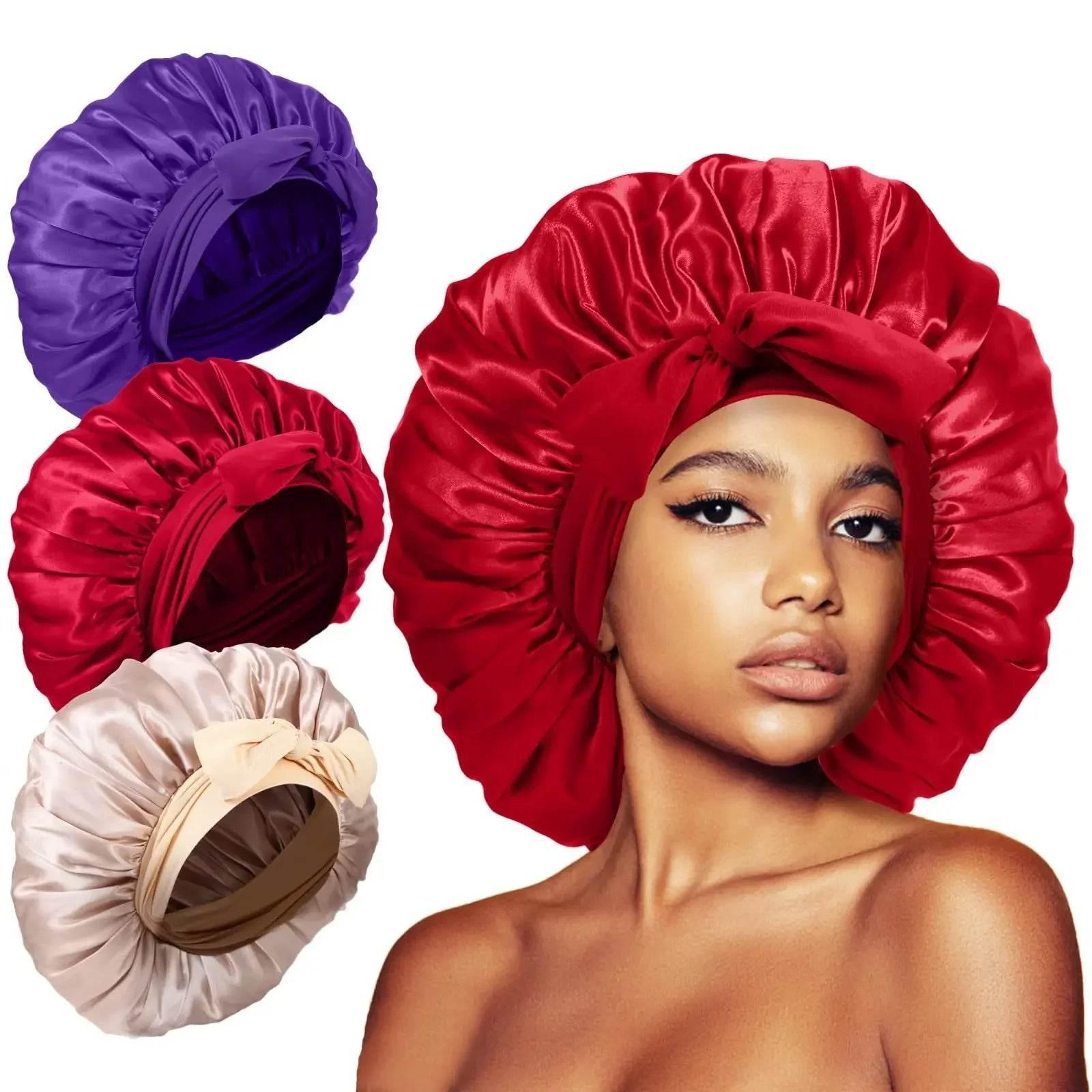 Adjustable Satin Silk Bonnet with Tie Band for Women - Empire P.E