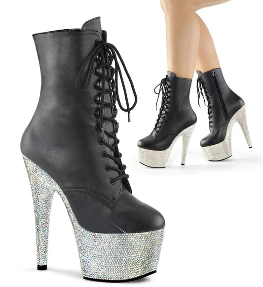 17CM Thin High Heels Ankle Boots Round Toe - Empire P.E