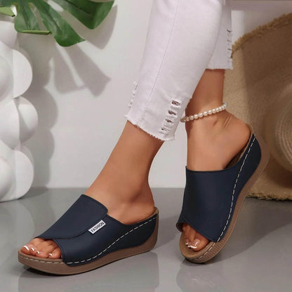 Women Wedge Slippers Summer 2025 New Fashion Slippers Open Toe Breathable Sandals Comfortable Buckle Woman Shoes Slides Women - Empire P.E