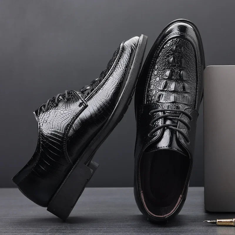 Casual Business Shoes for Men Crocodile PU Leather Dress Shoes - Empire P.E