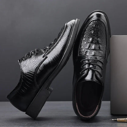 Casual Business Shoes for Men Crocodile PU Leather Dress Shoes - Empire P.E