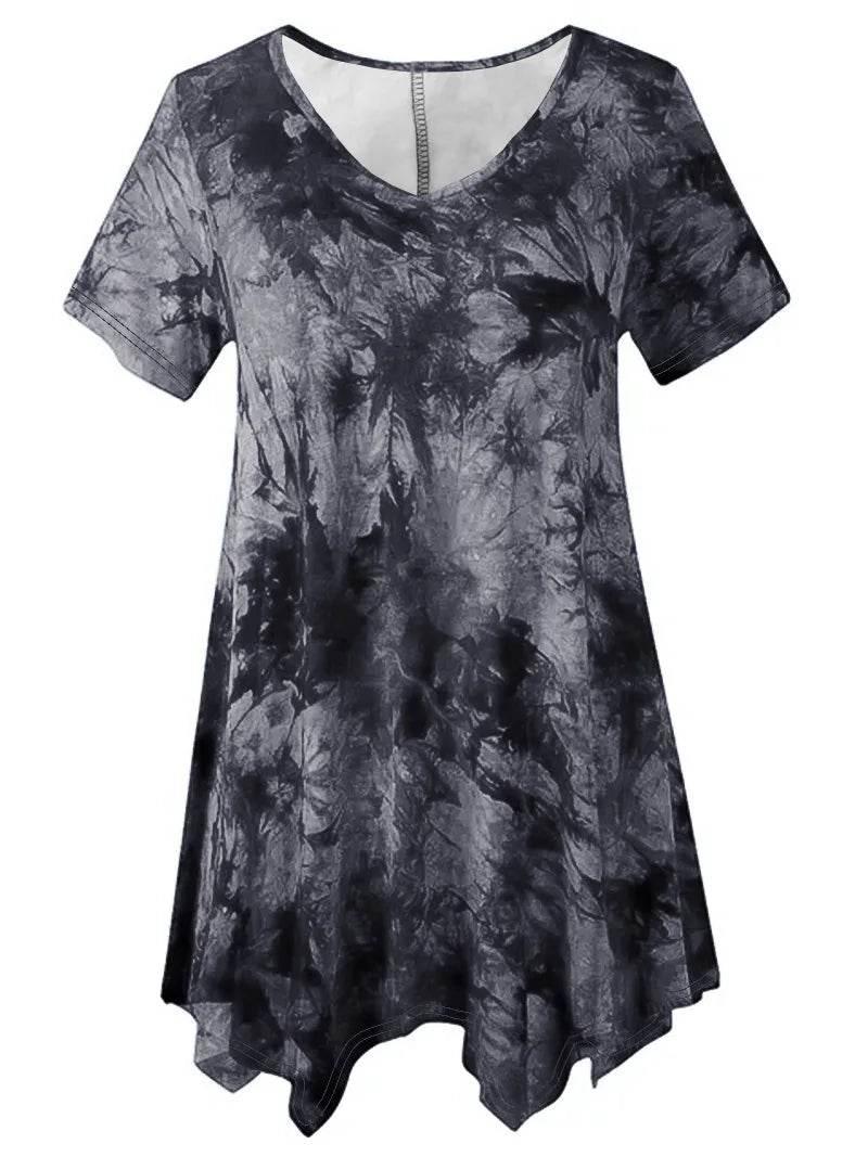 5XL Plus Size Woman Clothing Tie Dye Short Sleeve - Empire P.E