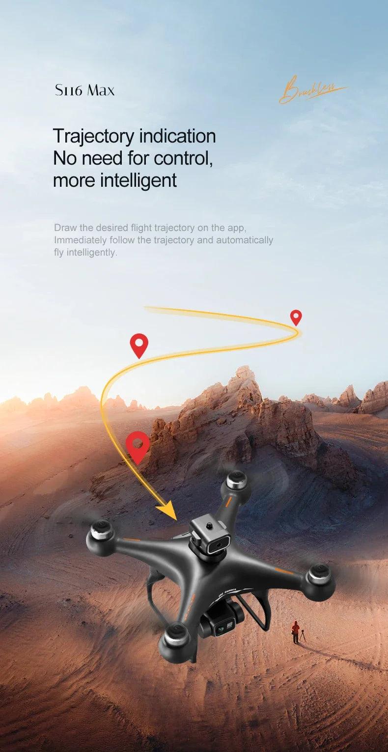 S116MAX 8K HD Drone Dual Camera 3 Batteries Optical Flow 360° Obstacle Avoidance WiFi FPV RC Quadcopter - Empire P.E