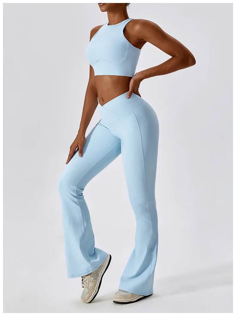 2PCS Seamless Yoga Set Gym Clothes Sportswear Yoga Suits For Women Fitness Rib Tracksuits Sports Bra Gym Leggings Sports Suits - Empire P.E