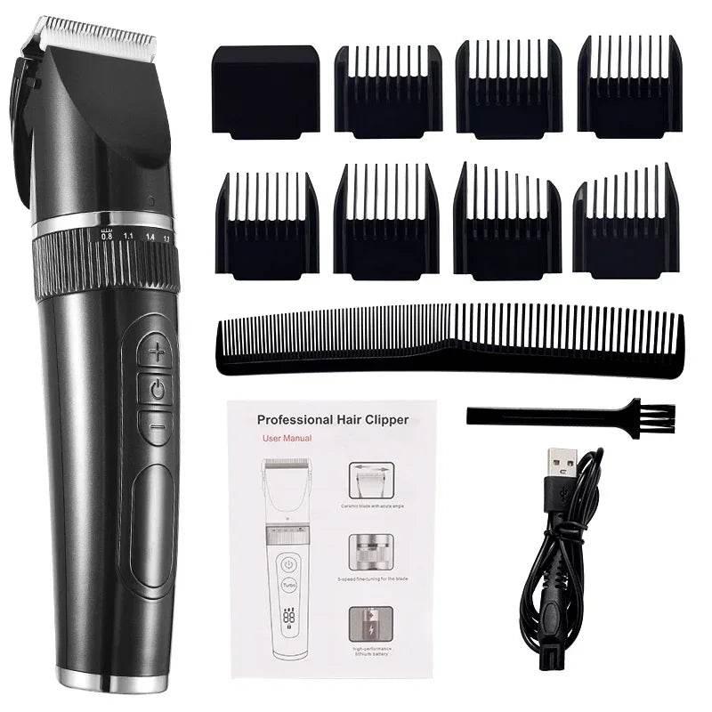 Electric Hair Clipper Men's Professional Hair Clipper Ceramic Blade Household Low Noise Trimmer USB Charging Men's Haircut Tools - Empire P.E