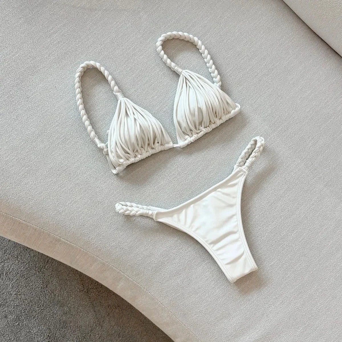 2025 New Bandage Stripe Brazilian Bikini Two Piece Set