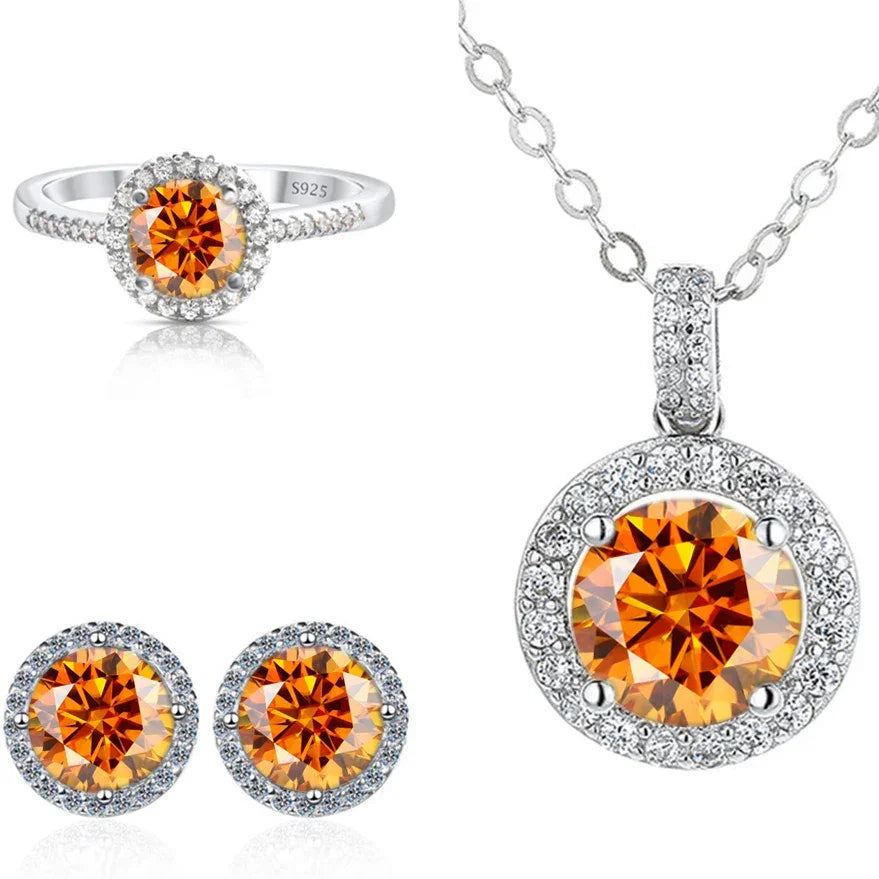 Real Round 6.5mm Moissanite Jewelry Set 925 Sterling Silver - Empire P.E