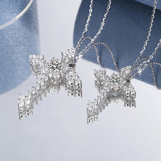 0.5/1CT D VVS1 Moissanite Cross Pendant