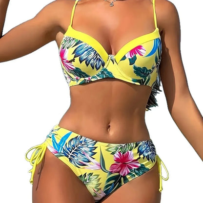 New Women's Tropical Floral Print Bikini Set