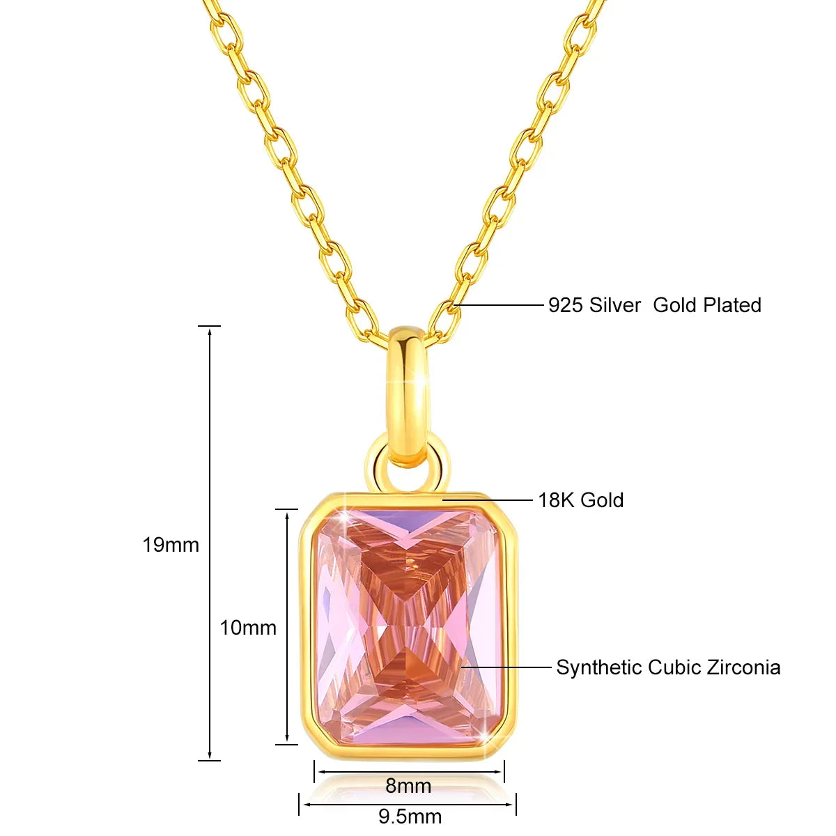 8*10mm Moissanite Necklace Real 18K Gold Pendant Colored Gemstone for Women - Empire P.E