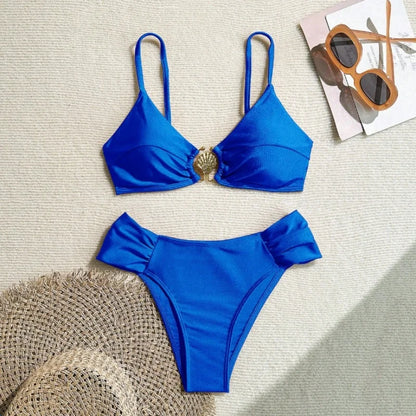 Sexy Pleate High Waist Bikini Set 2025