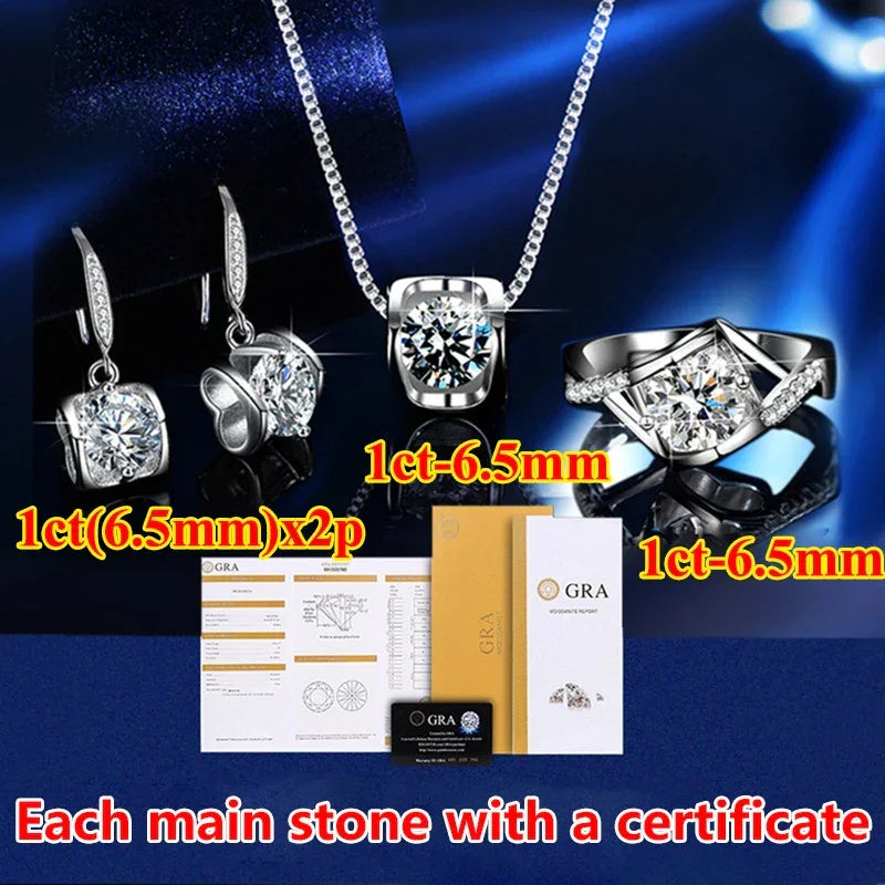 Moissanite Rings For Women Round Cut, Earrings Luxury Copper Trend, Moissanite Necklace Pendant - Empire P.E