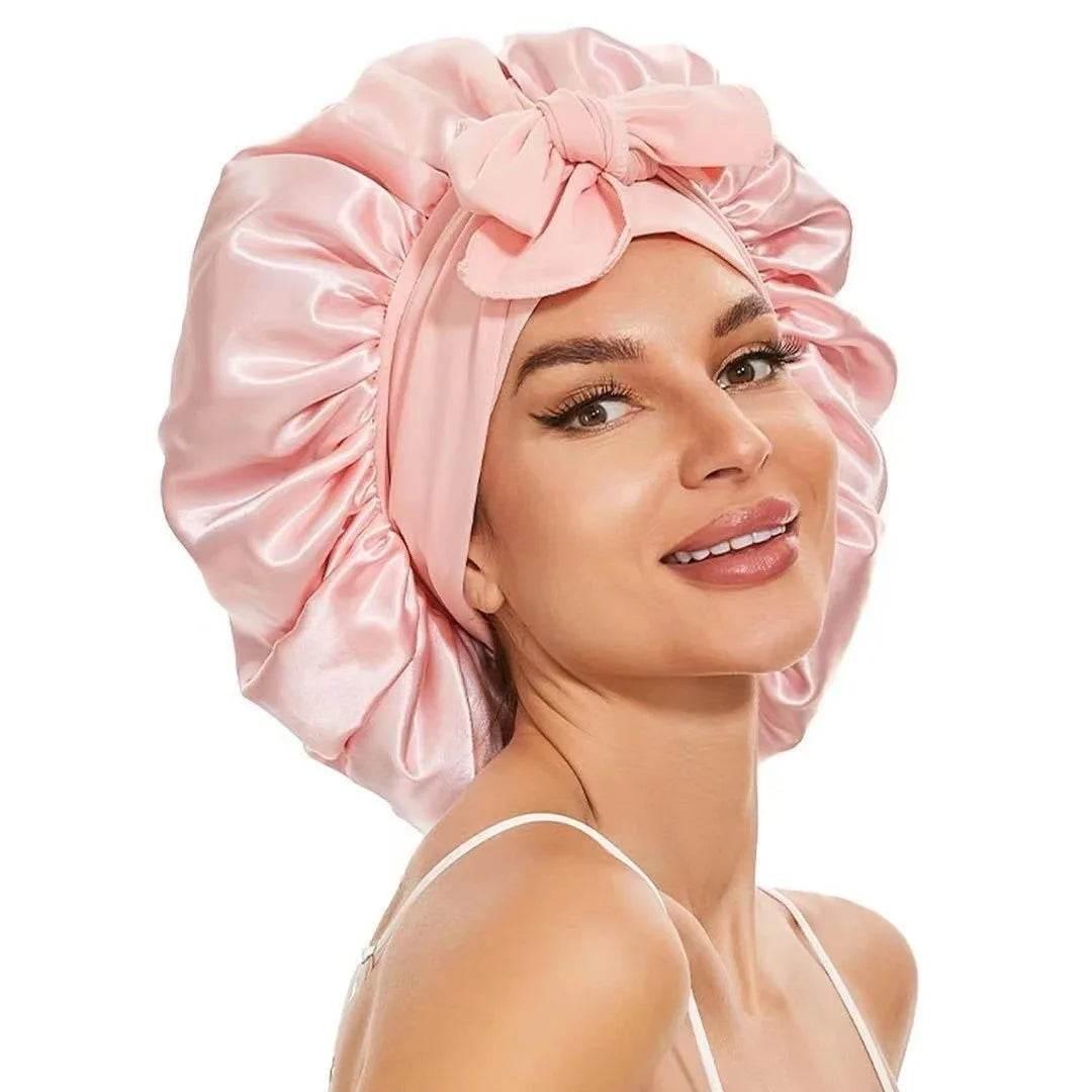 Adjustable Satin Silk Bonnet with Tie Band for Women - Empire P.E