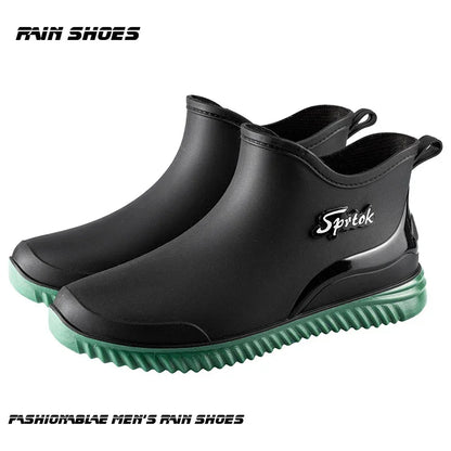 Men's Ankle Rain Boots Slip On Waterproof Shoes - Empire P.E