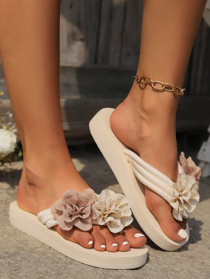 Beach Flip-flops Cute Flower Bow Decoration