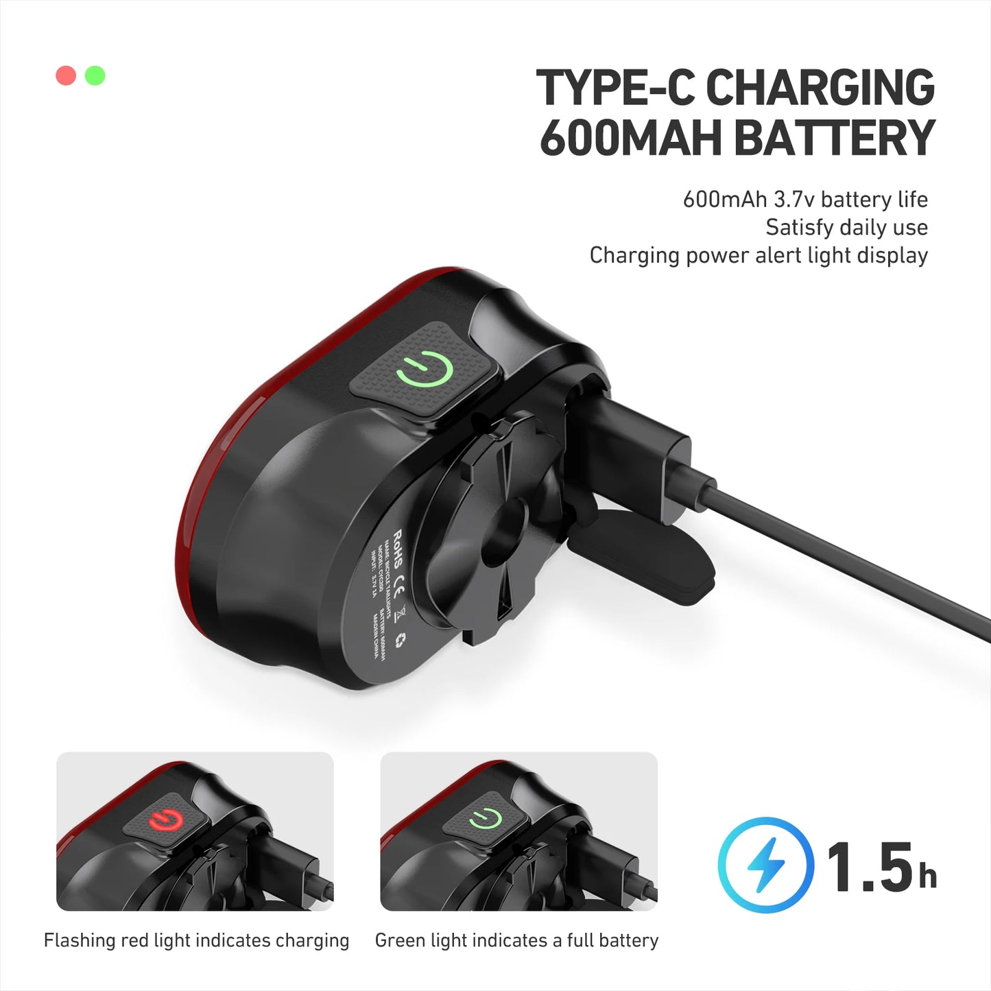 CYCLAMI CY300T Bicycle Smart Brake Sensing Front Rear Light Waterproof