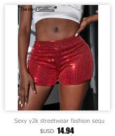 Sexy streetwear y2k fashion sequin shorts women summer glitter club party short hot pants womens shorts rave festival clothing - Empire P.E