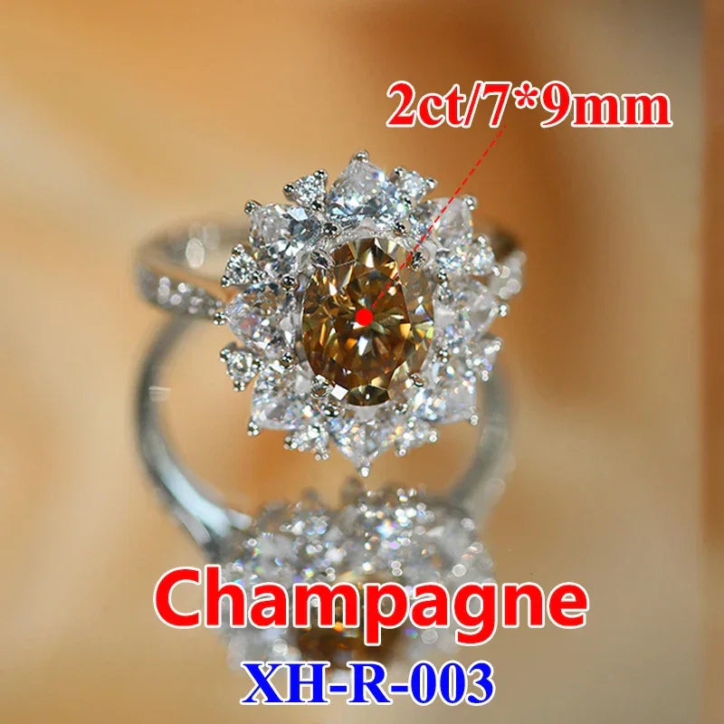 Women Moissanite Ring s925 Silver Oval Cut - Empire P.E