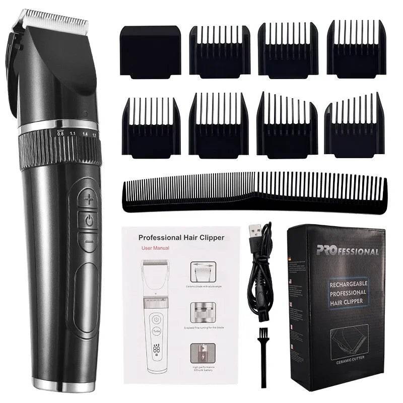 Electric Hair Clipper Men's Professional Hair Clipper Ceramic Blade Household Low Noise Trimmer USB Charging Men's Haircut Tools - Empire P.E