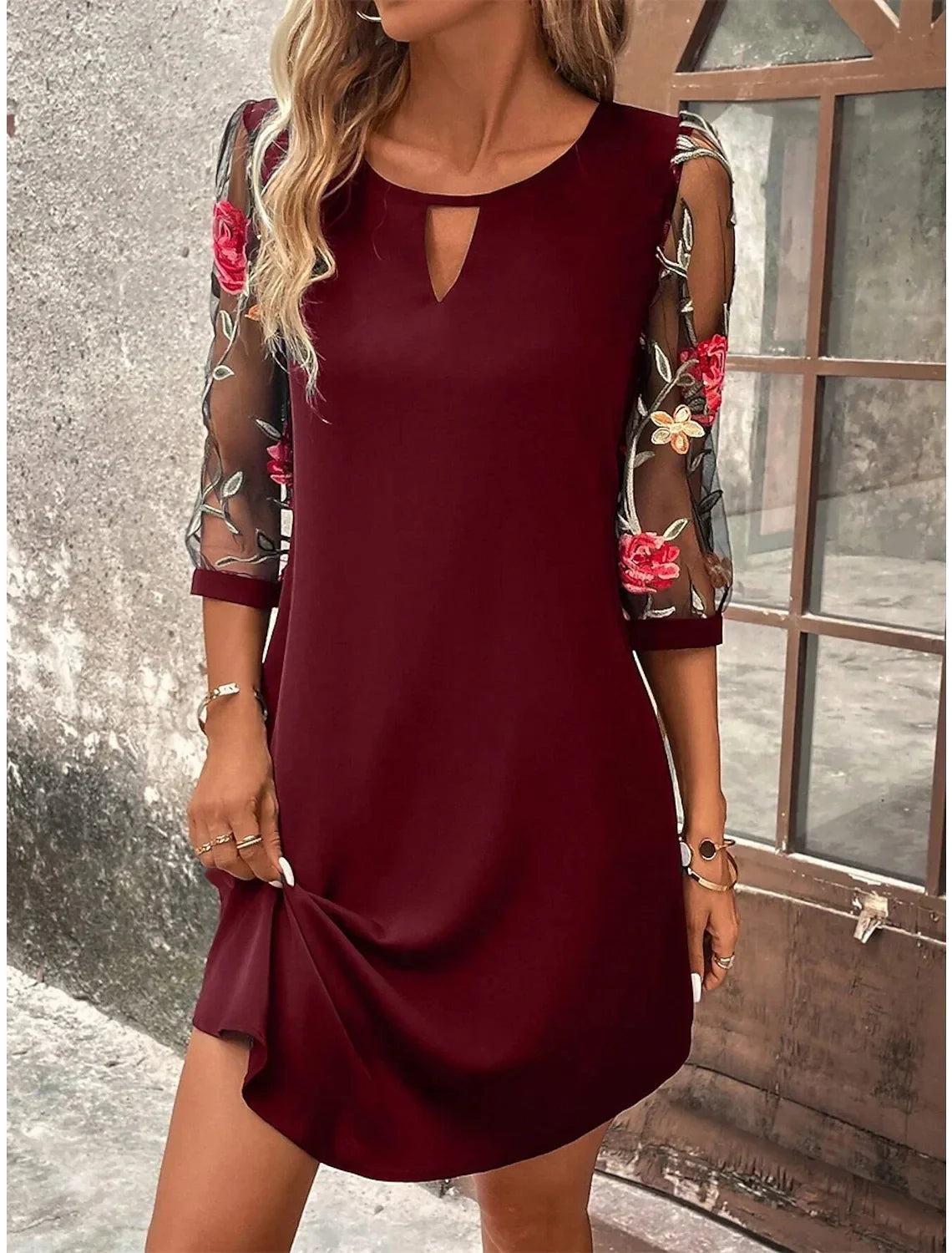 Luxury Dress Women's Perspective Mid Sleeve Printed - Empire P.E