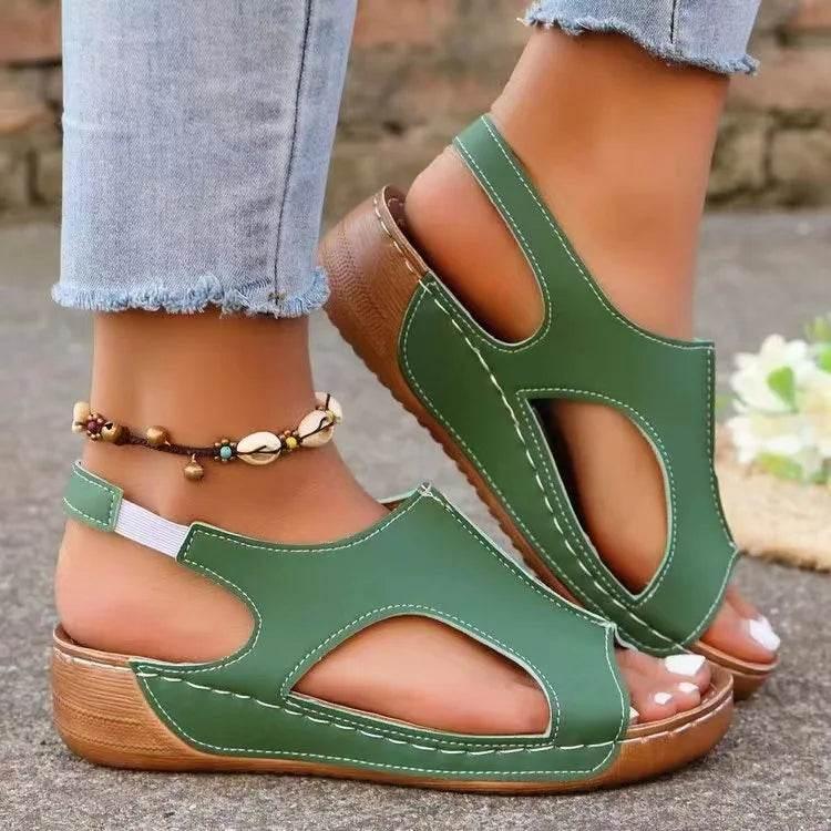Fashion casual plus-size wedge Sandals Women 2025 summer sandals new platform wedge fish mouth sandals - Empire P.E