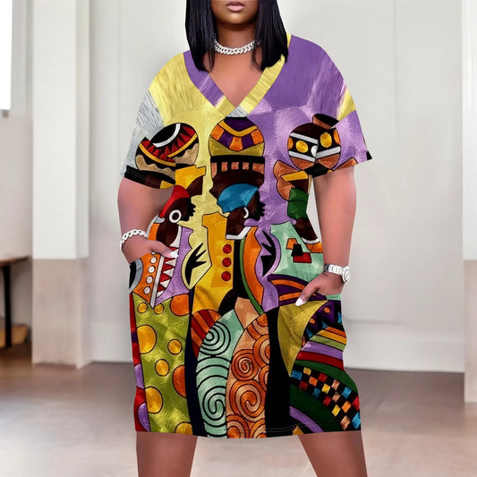 Womens Plus Size African Print Dresses - Empire P.E