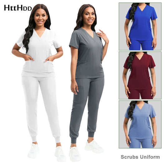 Women's Nursing Scrub Top Pants Medical Suit - Empire P.E
