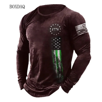 American Flag Pattern Men T-shirts Long Sleeve 3d Print - Empire P.E