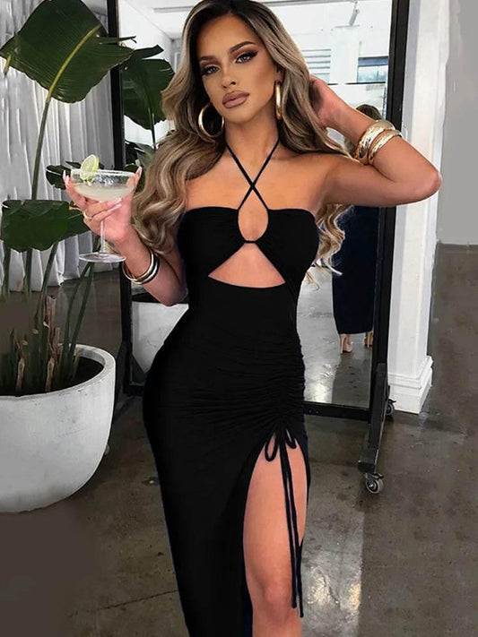 Sleeveless Sexy Female Midi Backless Dresses Slim Night Club Party Women's Dress Bodycon Vestidos Elegantes Para Mujer - Empire P.E