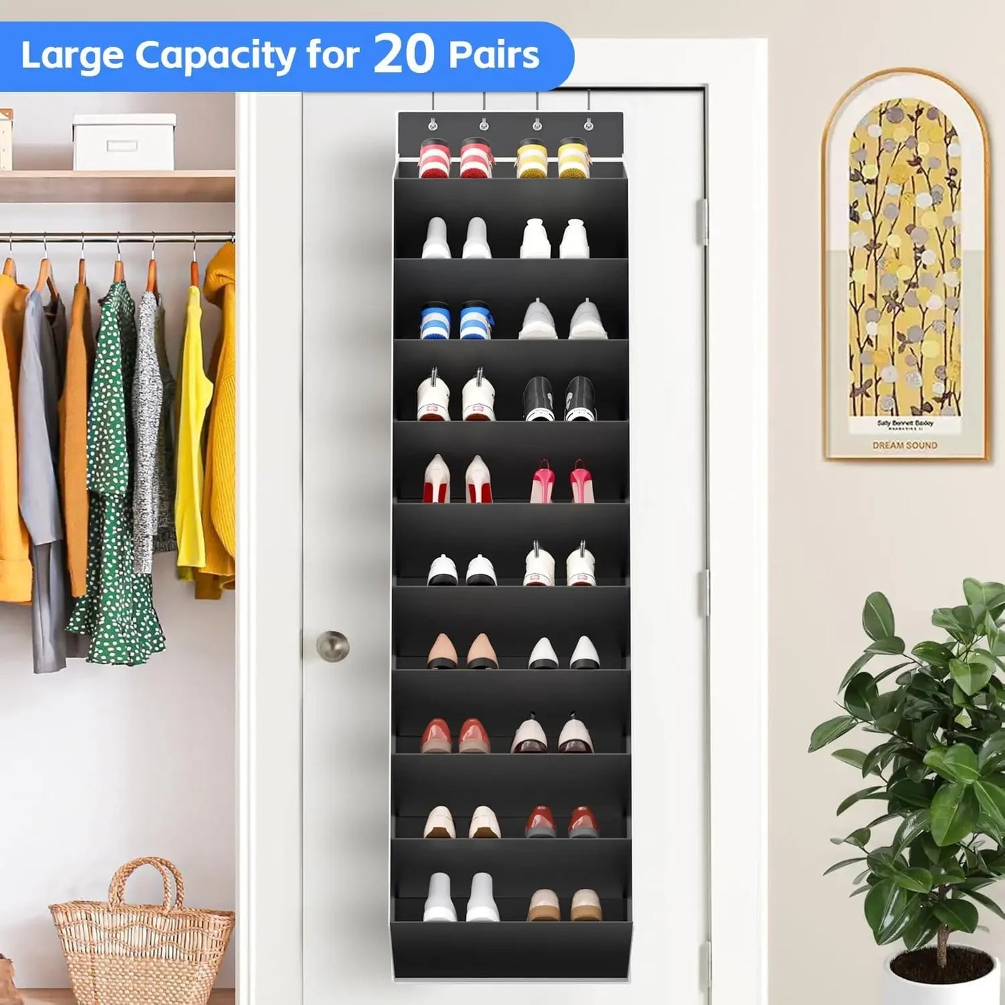 10 Tiers Large Over the Door Shoe Organizer Hanging Shoe Rack