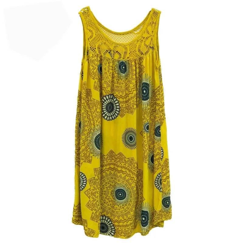 Women's clothing summer sleeveless camisole dress lace print sleeveless large swing loose sexy dress long skirt plus size - Empire P.E