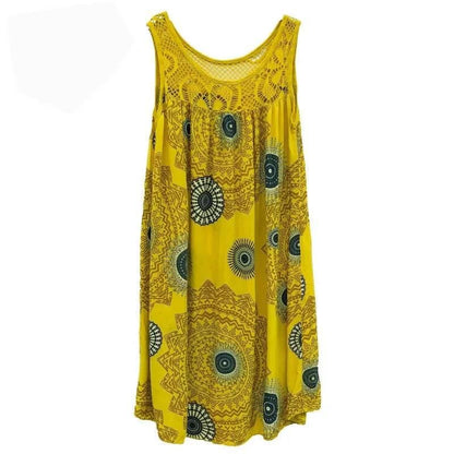 Women's clothing summer sleeveless camisole dress lace print sleeveless large swing loose sexy dress long skirt plus size - Empire P.E