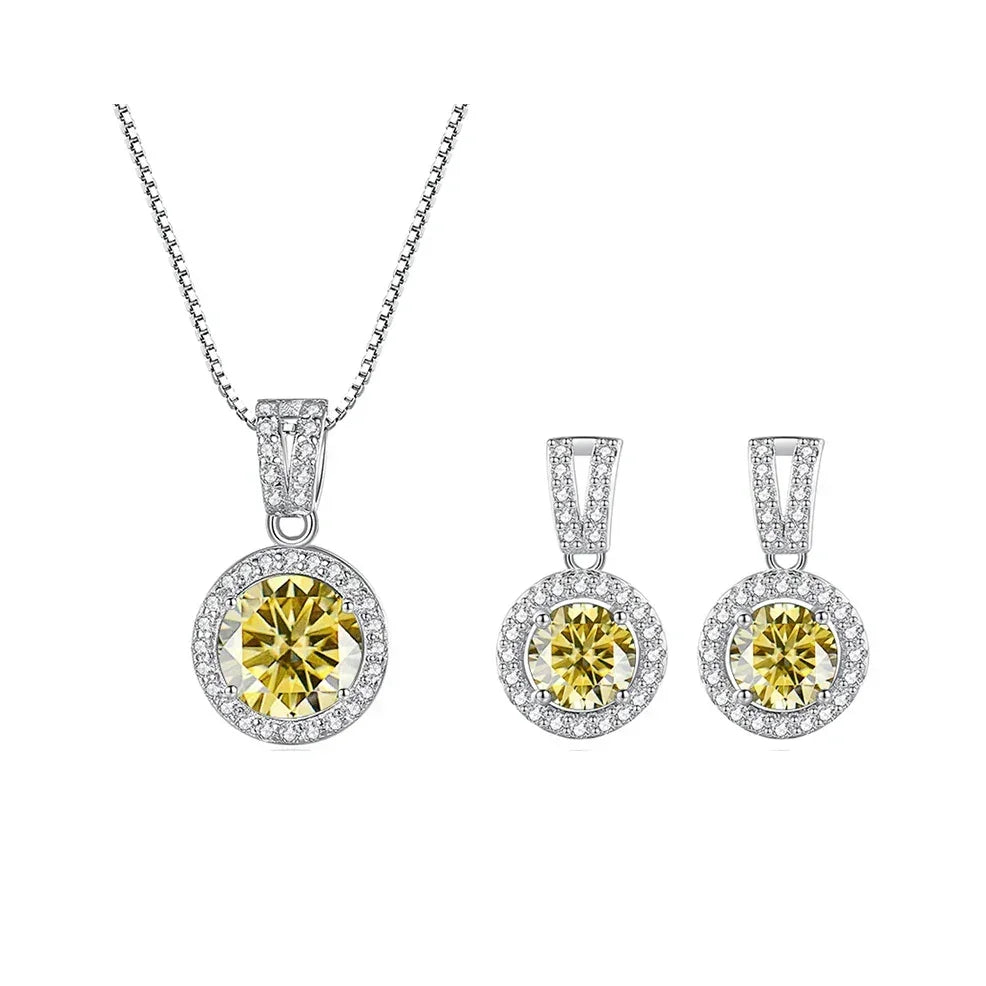 2ct total Moissanite Jewelry Set Sterling Silver 925 Necklace Earrings - Empire P.E
