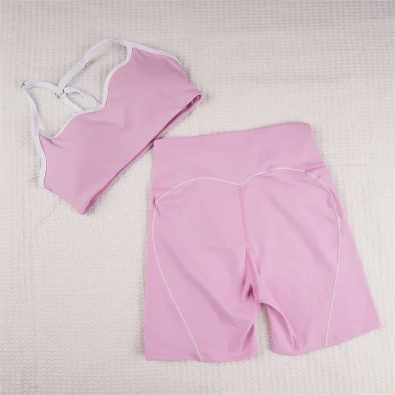Gym Set Contrasting Color Sports Bra Suits - Empire P.E