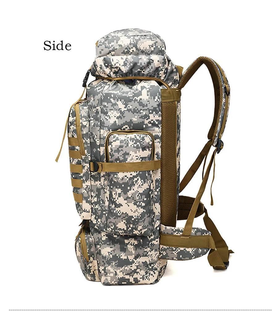 80L Waterproof Molle Camo Tactical Backpack Military Army Hiking Camping Backpack Travel Rucksack Outdoor Sports Climbing Bag - Empire P.E