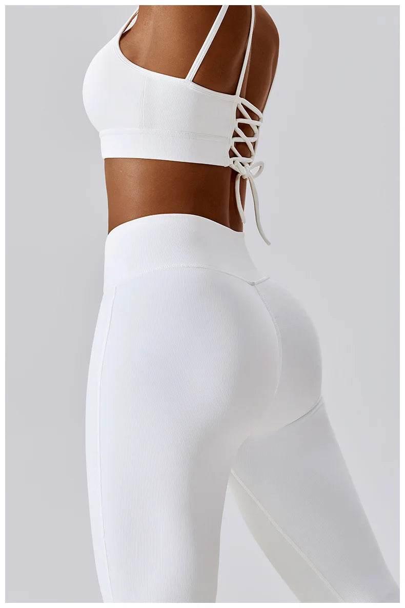 2PCS Seamless Yoga Set Gym Clothes Sportswear Yoga Suits For Women Fitness Rib Tracksuits Sports Bra Gym Leggings Sports Suits - Empire P.E