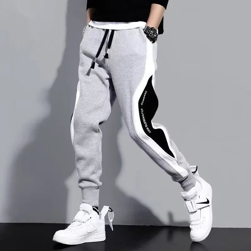 Men Black Pants Hip Hop Drawstring Jogger