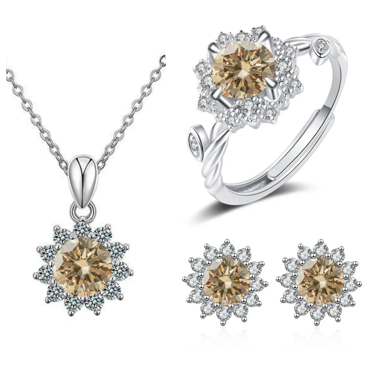 4CTW Moissanite Jewelry Set 925 Sterling Silver - Empire P.E