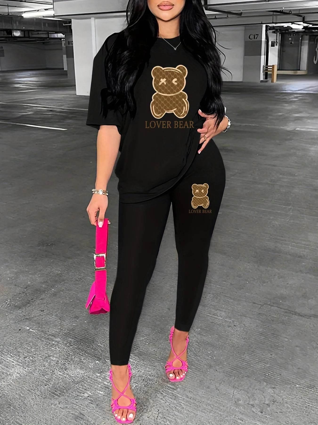 Women's LOVER BEAR print casual loose fit - Empire P.E