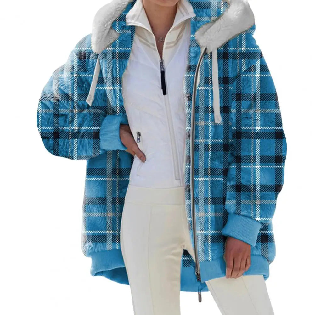 Women Winter Coat Solid Color Long Sleeves Zipper
