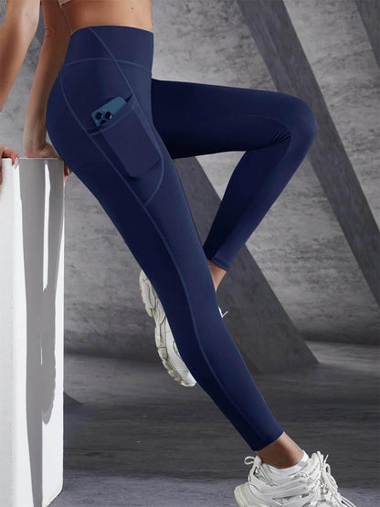Solid Color Side Pockets Leggings For Women High Waist Sportswear Cycle Yoga Pants Push Up Fitness Leggings - Empire P.E