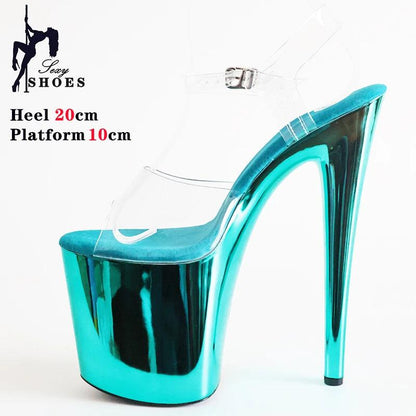 8 Inches Women Shine Electroplated Pole Dance Shoes - Empire P.E