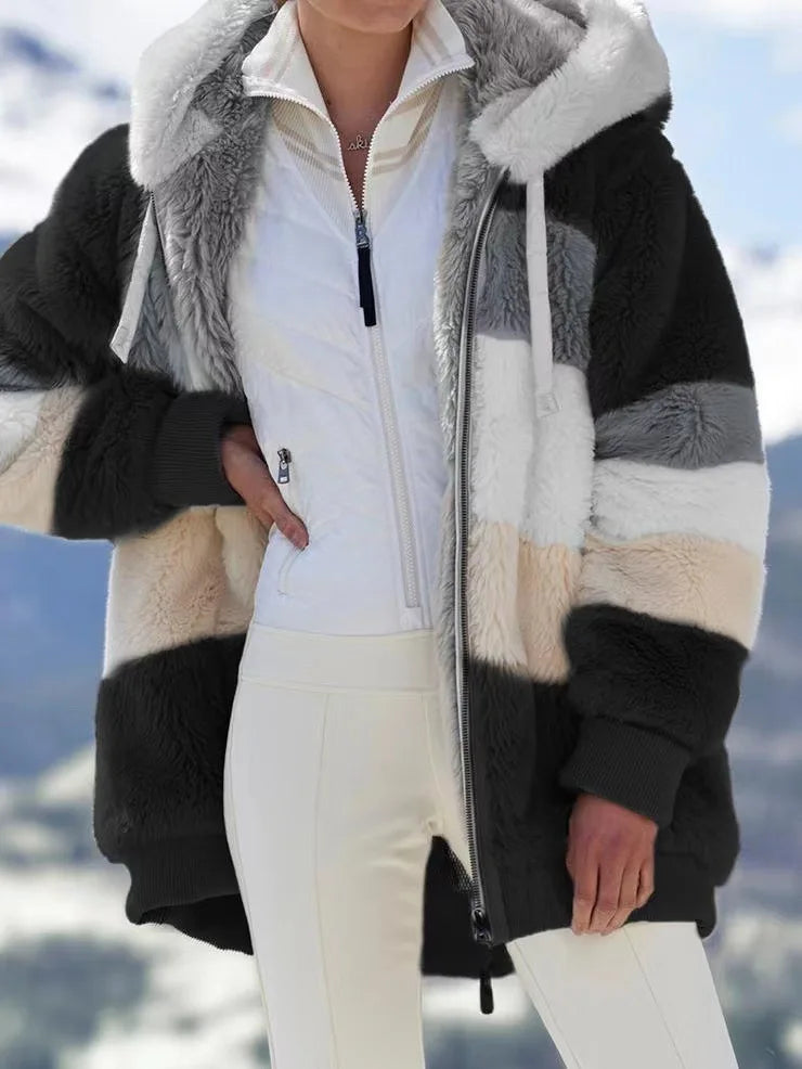 Women's Spring and Autumn Plus Size Long Teddy Bear Coat