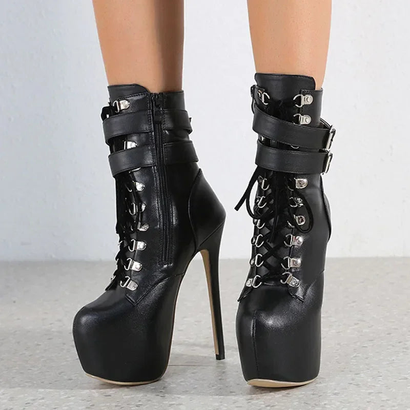 Buckle Strap 16.5 CM Extreme High Heels Platform Boots - Empire P.E