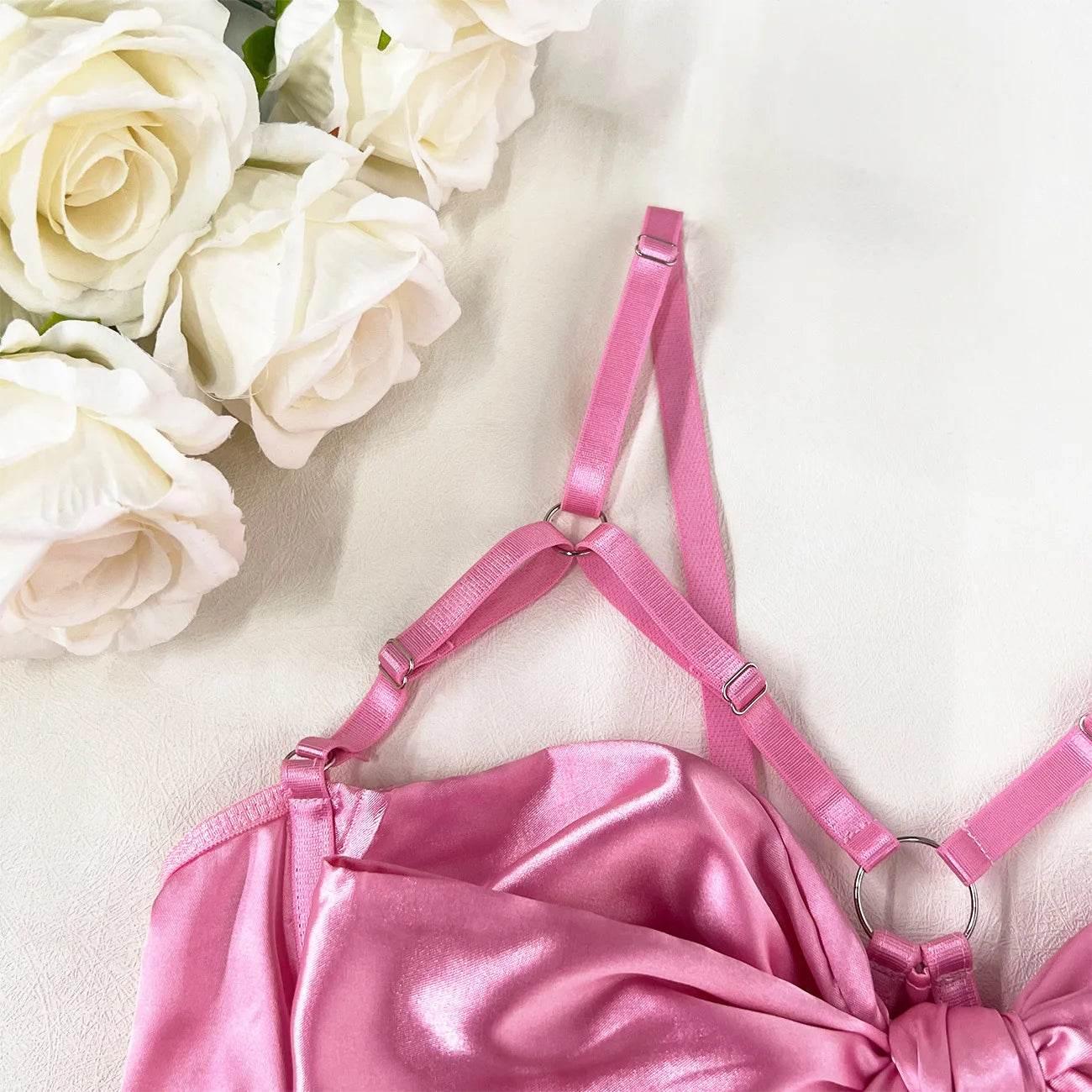 Bowknot Lingerie Open Bra Lace Up - Empire P.E
