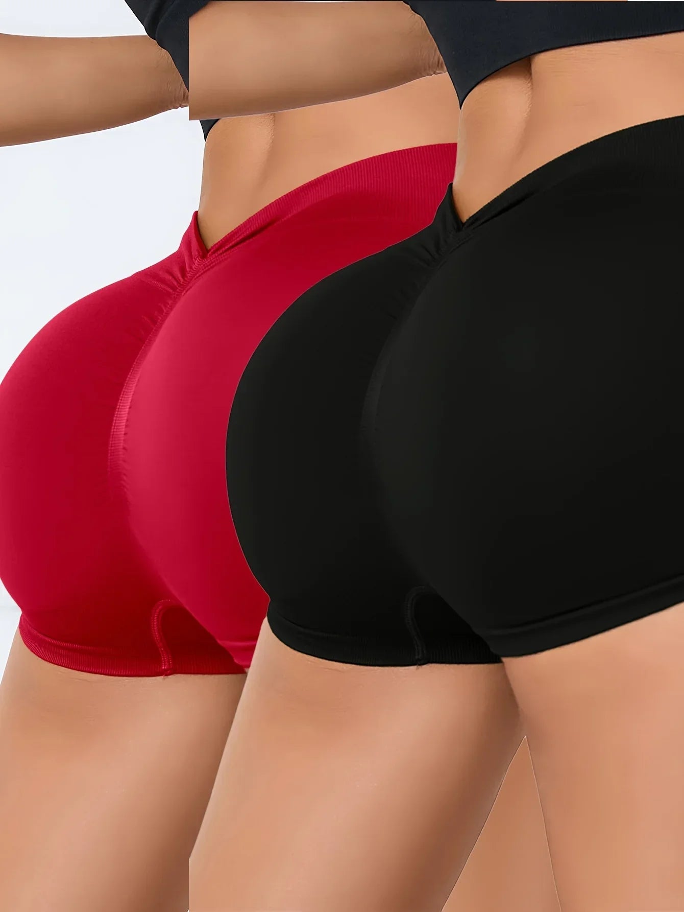 2Pcs Women High Waist Workout Shorts