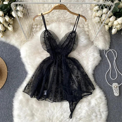 Hollow Out Cosplay Lingerie Lace Backless Jumpsuit - Empire P.E