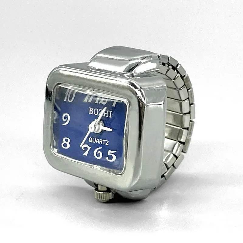 Vintage Punk Finger Watch Mini Elastic Strap Alloy Watches Couple Rings Jewelry Clock Retro Roman Quartz Watch Rings Women Men - Empire P.E