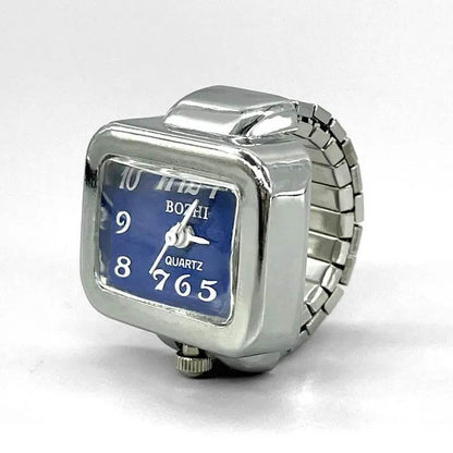 Vintage Punk Finger Watch Mini Elastic Strap Alloy Watches Couple Rings Jewelry Clock Retro Roman Quartz Watch Rings Women Men - Empire P.E